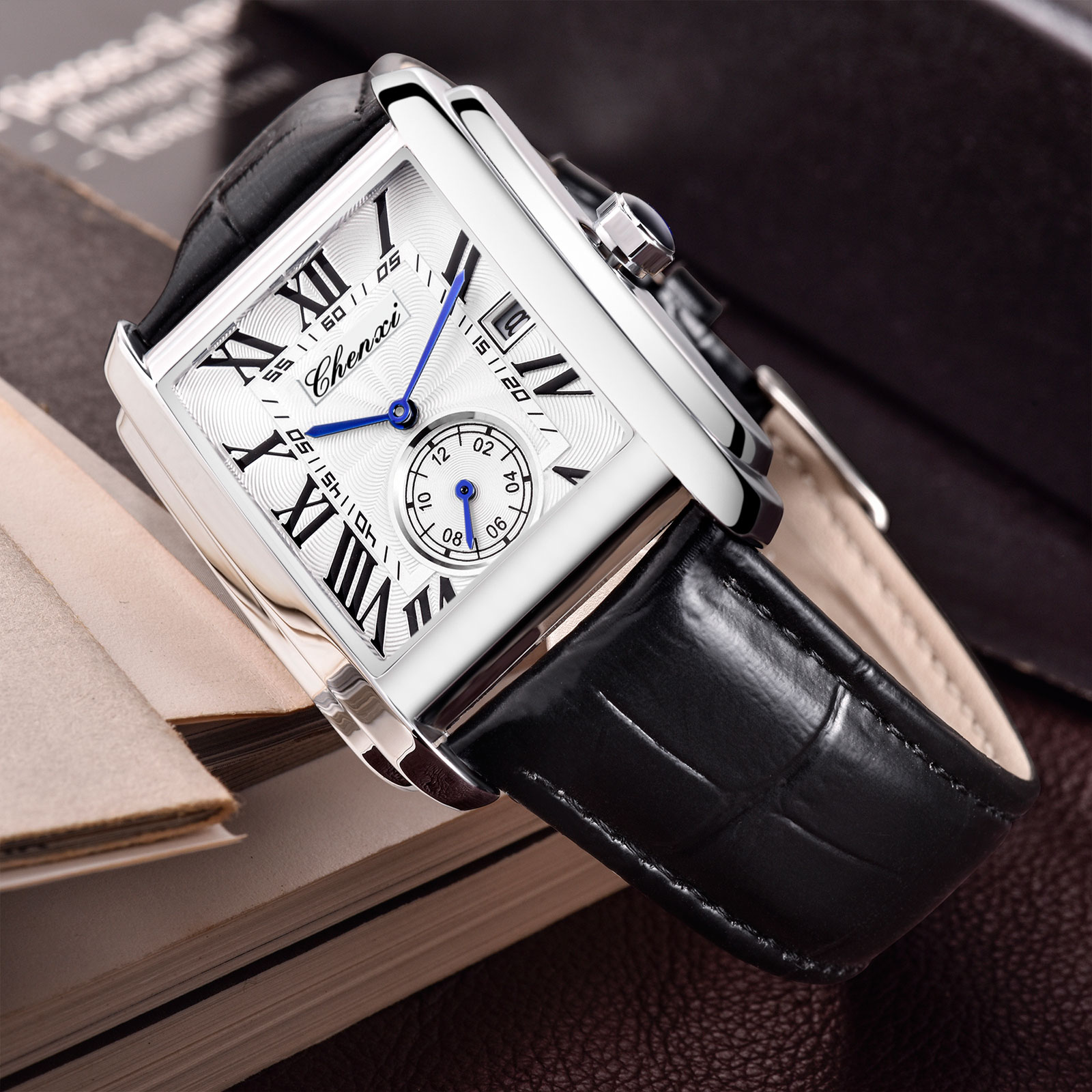Chenxi 8216 nueva moda niño cl - Leather Watch Band Men reseña y precio