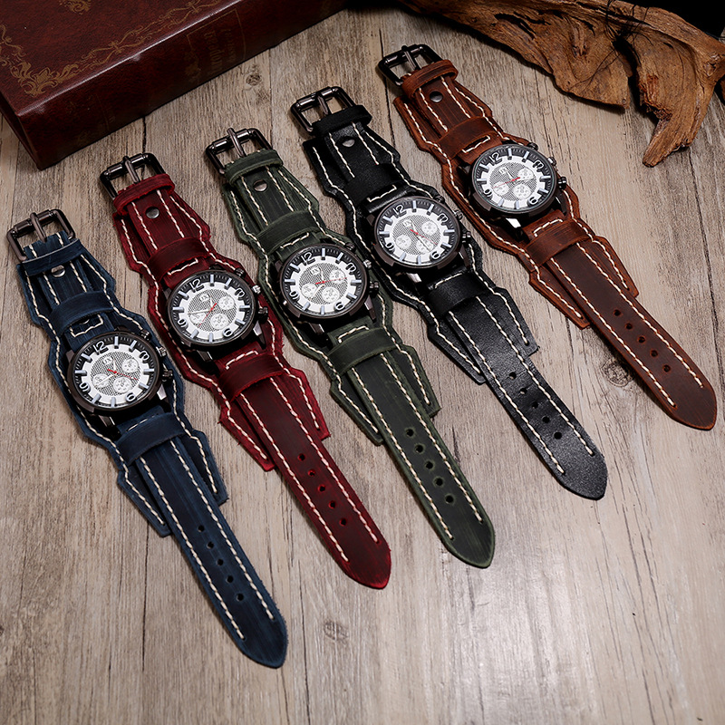 Nuevos relojes Retro para homb - Leather Watch Band Men reseña y precio