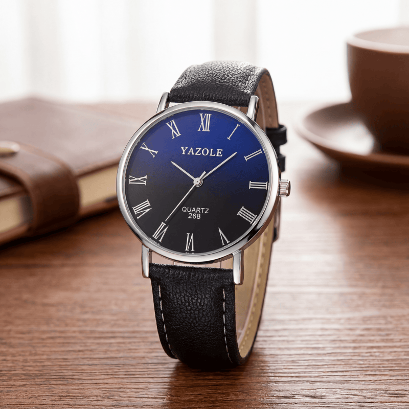 Relojes de cuarzo minimalistas - Leather Watch Band Men reseña y precio