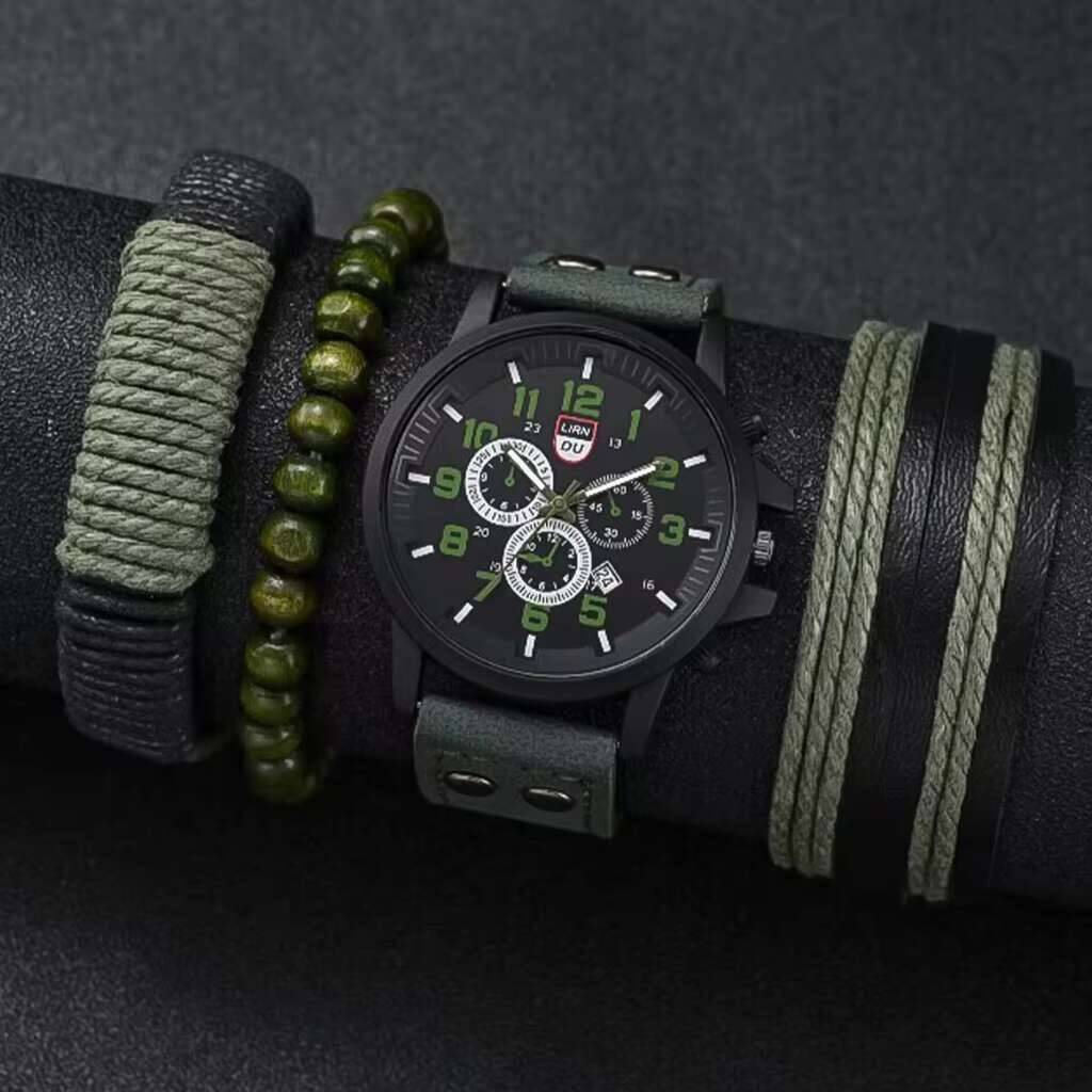 4 unids/set de relojes deporti - Leather Watch Band Men reseña y precio