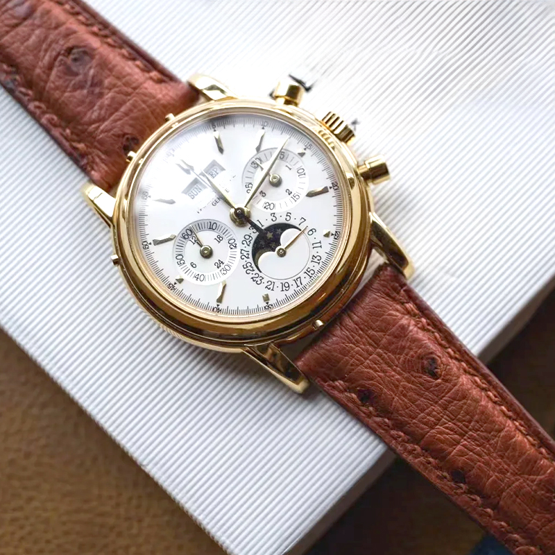Correa de reloj de cuero con p - Patek Philippe Watch Calatrava reseña y precio
