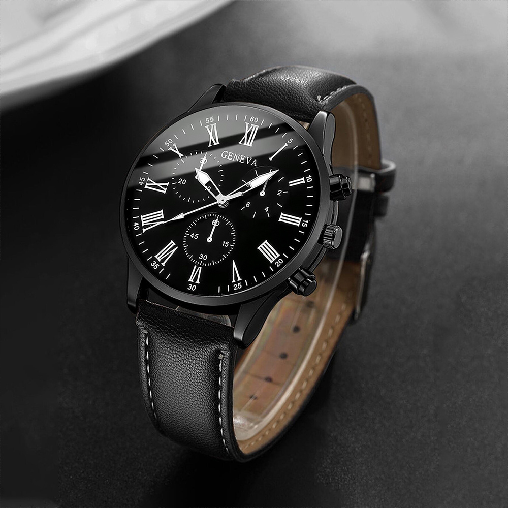 Reloj de cuarzo con correa de  - Leather Watch Band Men reseña y precio